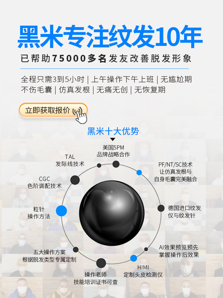 黑米专注纹发10年，已帮助70000多名发友改善脱发形象