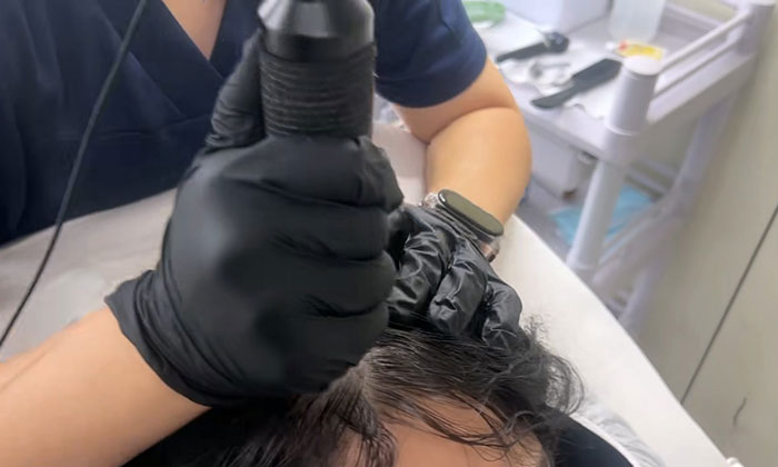 黑米纹发女生非剃发操作实拍